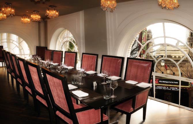 Private Dining Room – looking out to the Fox Theatre