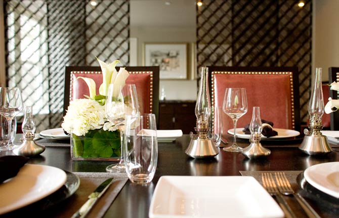Private Dining Room – close up of table setting